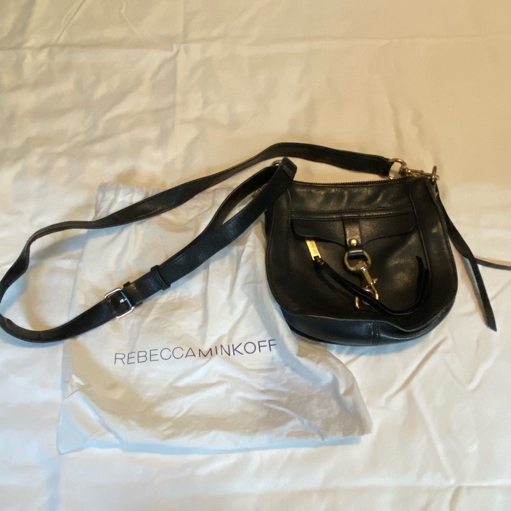 Rebecca Minkoff Black Saddlebag Crossbody with Gold Hardware